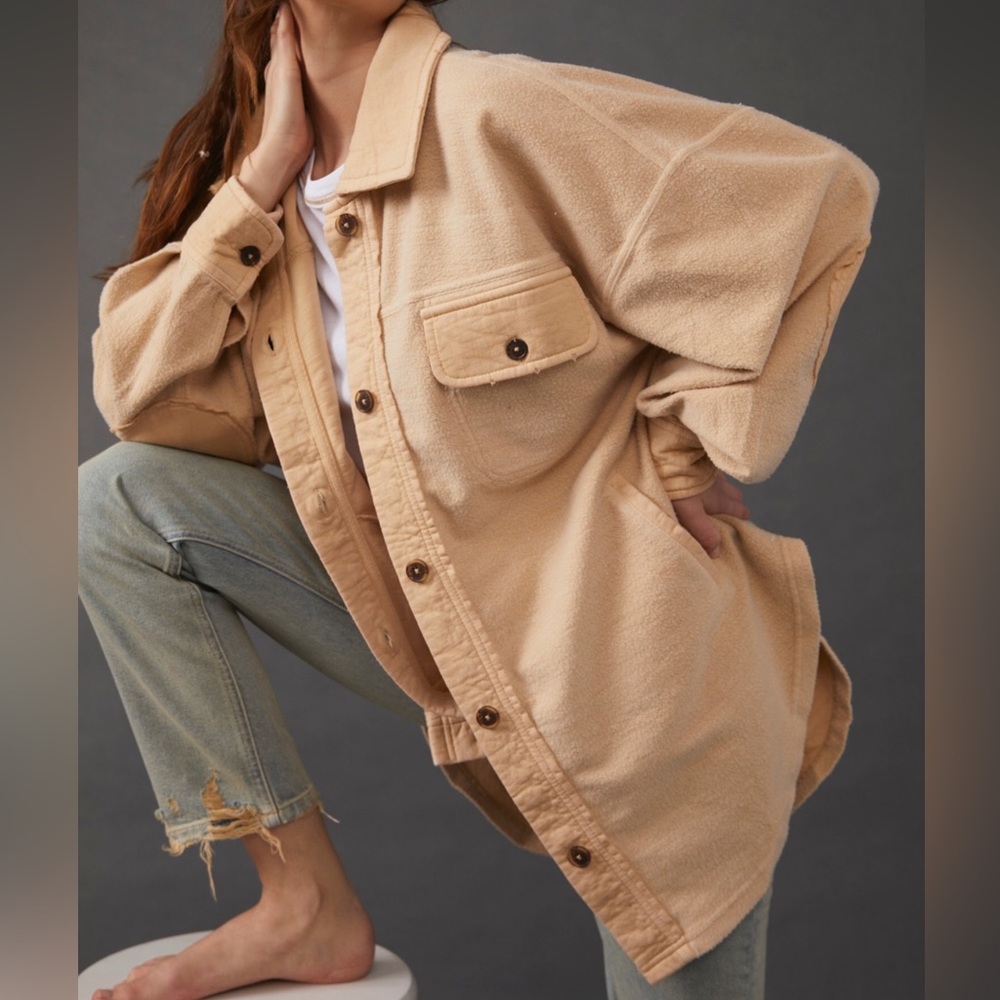 Free People Ruby Shacket in Mustard Seed